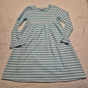 Be Mine girls size 8 light blue and white striped dress VGUC